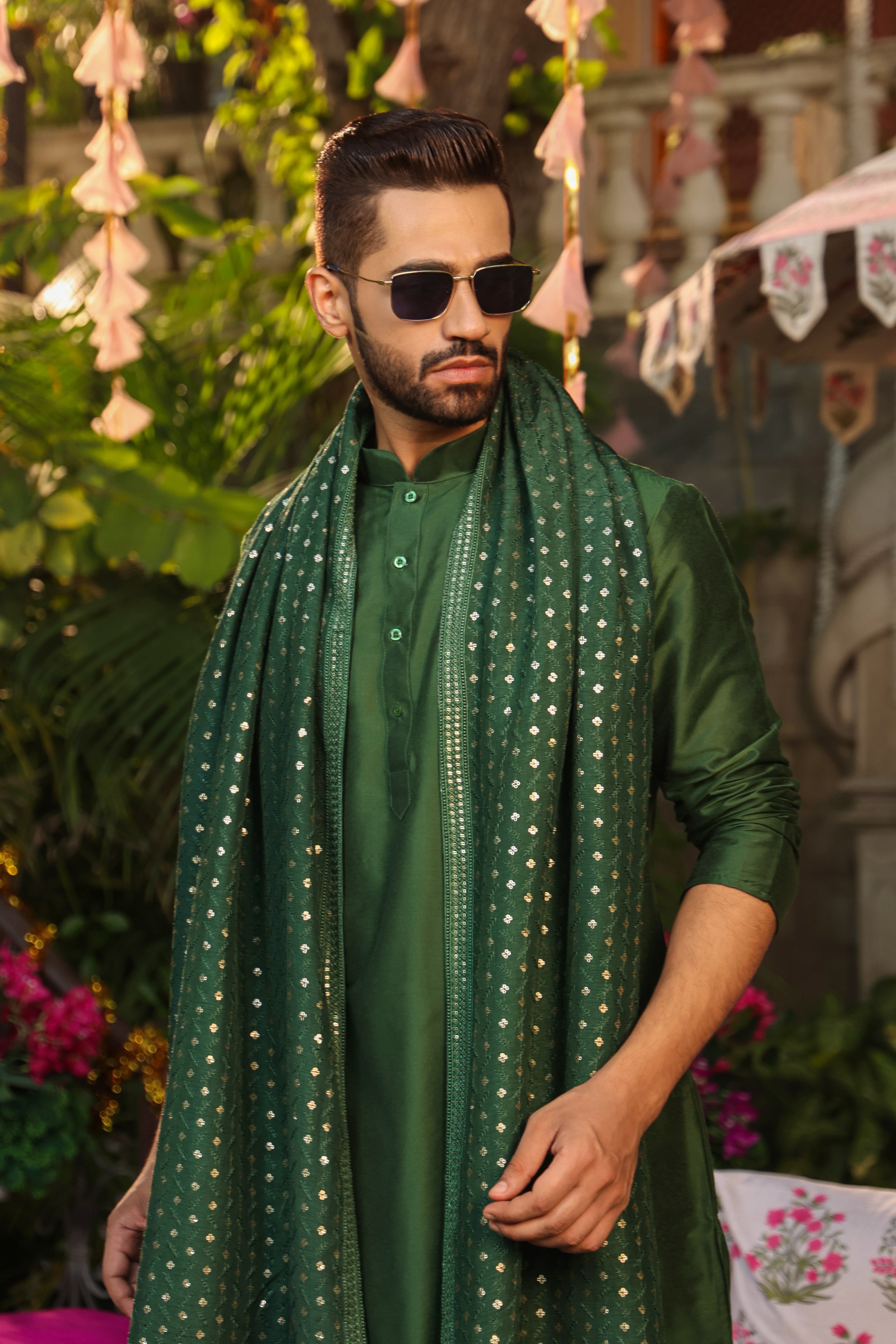 Bottle Green Dupatta